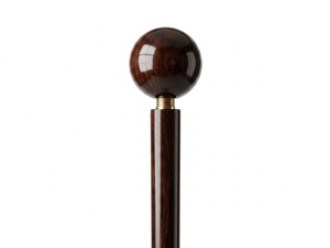 Canne de marche en bois avec embout en boule et pointe en caoutchouc, accessoire domestique durable - Product Image 1