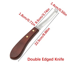 Cuchillo para Herraduras con Mango de Madera, Hojas de Acero Inoxidable de Doble Filo y Forma de Anillo, Herramientas para Recortar Pezuñas de Ganado y Ovejas - Product Image 5