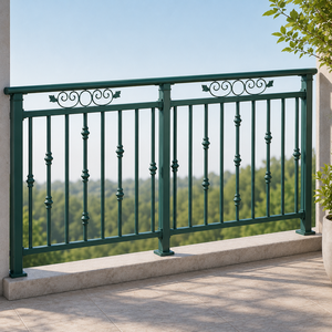 Barandilla de Balcón Metálica Verde con Diseño Decorativo de Espirales, Panel de Seguridad para Terraza Exterior, Valla Protectora para Jardín de Casa o Villa - Product Image 3