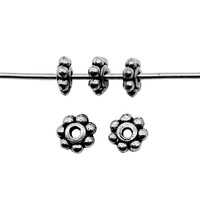 Manik-manik Daisy Flower Spacer 5x5mm 1-Lubang dari Paduan Perak Antik untuk Kalung Boho Mala