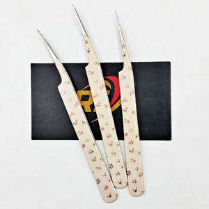 Ensemble de pinces à cils antistatiques en acier inoxydable de qualité supérieure, droites, pour isolation de volume, pour artistes en extensions de cils, OEM ODM, revêtement papier - Product Image 1