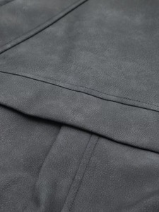 Veste en cuir PU délavé gris anthracite vintage unisexe sur mesure, coupe ample, col montant, fermeture éclair, imperméable, respirante, coupe-vent - Product Image 3