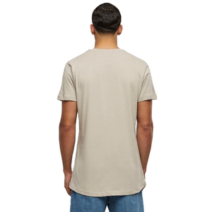 เสื้อยืดคอกลมแขนสั้นทรงยาวพิเศษ สีเบจ รุ่นพรีเมียม ผ้าฝ้ายอย่างดี สำหรับผู้ชาย - Product Image 2