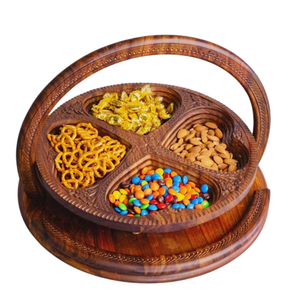 New Style Rounded Wooden Dry Fruit Serving Tray <b>Ramadan</b> Decor Homeware Hotel Restaurant <b>Chocolate</b> Bowl - Product Image 1