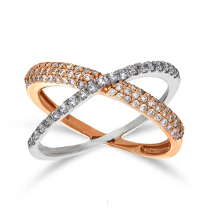 แหวนหมั้นเพชรทรงกลมเจียระไนแบบบริลเลียนท์ 14K 18K โรสโกลด์ ประดับเพชรแล็บโกรว์ ดีไซน์แยกแหวน สำหรับผู้หญิง เครื่องประดับชั้นดี รับผลิตแบบ OEM ODM - Product Image 1