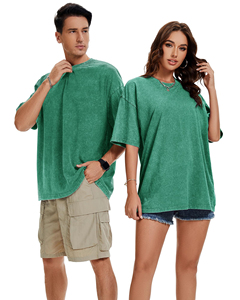 เสื้อยืดทรงหลวมแบบดรอปโชว์เดอร์ ล้างสีแบบแอซิดวอช น้ำหนัก 280 กรัม คอกลม แขนสั้น สีพื้น สไตล์วินเทจ สำหรับผู้ชายและผู้หญิง - Product Image 6