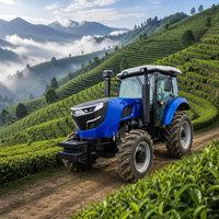 Tracteur agricole 4x4 de 100 CV avec cabine climatisée, forte pression hydraulique, levage élevé et démarreur électrique pour les travaux agricoles