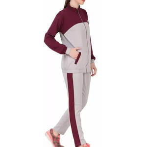 Ensemble de survêtement décontracté 2 pièces zippé pour femme, personnalisé, de haute qualité, couleur unie - Product Image 1