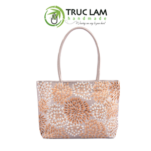 Sac de voyage artisanal Truc Lam, grand sac rectangulaire en taffetas avec motifs de feux d'artifice cousus à la main, sac tendance avec fermeture éclair - Product Image 5