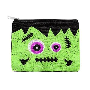 Porte-monnaie moyen pour fête d'Halloween, accessoire festif et fonctionnel, design en coton brodé effrayant, utilisation quotidienne, cadeaux de fête, fait main - Product Image 4