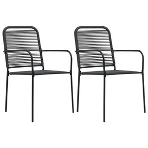 Juego de 2 Sillas de Jardín para Exteriores, Cuerda de Algodón Negra con Acero con Recubrimiento en Polvo, Duraderas y Elegantes - Product Image 1