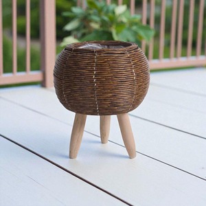 Maceta de ratán para uso en balcones y jardines, colgante y de pie, soporte para plantas de fibra natural, estilo bohemio, decoración para el hogar y la oficina. - Product Image 3