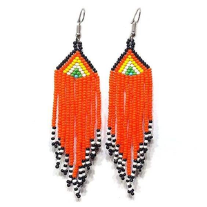 Women's Embroidered <b>Beads</b> Tassel <b>Fringe</b> Drop Earrings Fashionable Statement Accessory for Anniversary by MD HANDICRAFTS - Product Image 4