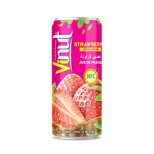 Boisson au jus de fraise 250ml saveur naturelle à partir d'ingrédients réels de marque privée OEM par Vietnam Factory - Product Image 1