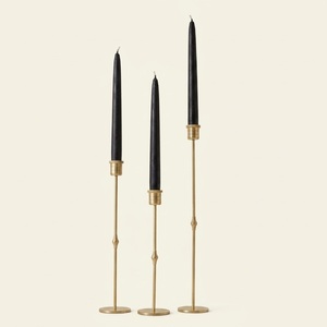 Modern Luxury Metal Taper Candle Holders Set of 3 <b>Slim</b> Gold Metal Candlesticks for Wedding Banquet and Elegant Home Decor - Product Image 1