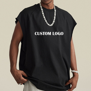Custom Logo Oversized Vest Cotton Singlets Washed Tank <b>Top</b> <b>Distressed</b> Knitted Cut Edge Sleeveless T-Shirt Tank <b>Top</b> for Unisex - Product Image 1