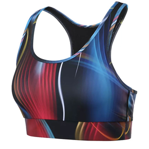 Soutien-gorge de sport dos nageur pour femme, col ras du cou, maintien moyen, respirant, imprimé, en Spandex et Polyester, haut de sport - Product Image 3