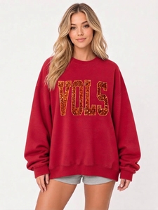 <b>Women</b>’s Oversized Casual Pullover <b>Sequin</b> Design Long Sleeve Crewneck Style Cozy Everyday Wear - Product Image 4