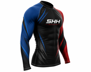SHH Industries Custom <b>Men's</b> Red Blue MMA BJJ Breathable Eco-Friendly Quick Dry Long Sleeve <b>Compression</b> Rash Guard No Gi - Product Image 3