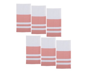 Ensemble de torchons de cuisine en coton rayé, teint en fil, écologiques, blancs avec bords colorés, rectangulaires, tissés, lavables en machine pour usage domestique - Product Image 3