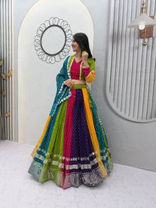 LAHENGA CHOLI DUPATTA GEORGETTE INNER <b>MICRO</b> COTTON 7 MM SEQUNCE WORK SUIT - Product Image 5