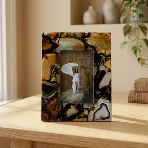 Rectangular Vertical Stone Photo <b>Frame</b> Agate Pattern Tabletop Decorative Picture <b>Frame</b> Natural Geode Design - Product Image 4