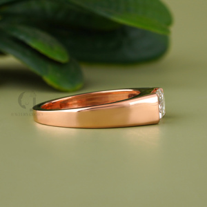 2.11 Carat Emerald Cut Lab Grown Diamond <b>Ring</b> 14K 18K Yellow <b>Gold</b> Bezel <b>Set</b> Minimalist Unisex Wedding Engagement Band Jewelry - Product Image 2
