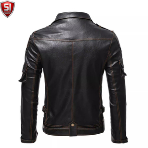 Veste en cuir sur mesure pour homme avec plusieurs fermetures éclair et ceinture, manteau décontracté de style punk pour l'automne-hiver - Product Image 2