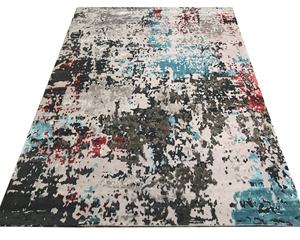 Tapis de luxe multicolore abstrait, moderne, noué à la main, en laine indienne, en soie, tissé persan - Product Image 1