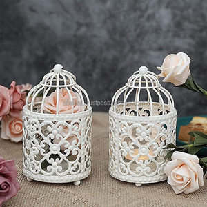 ที่วางเทียนโลหะขนาดเล็ก,ที่แขวนกรงนกโคมไฟ Tealight กลวงที่วางเทียนสำหรับโต๊ะงานแต่งงานปาร์ตี้วาเลนไทน์ - Product Image 3
