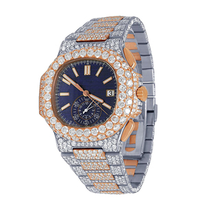 Reloj de Cuarzo de Acero Inoxidable Personalizado con Incrustaciones de Diamantes Moissanite VVS, Estilo Hip Hop, Correa de 20 mm, Esfera de Cristal, Unisex - Product Image 3