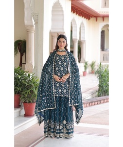 Indian Traditional Ethnic Salwar Kameez in <b>Sequins</b> Embroidery Work in Faux Georgette for Wedding Occasion for Women Fancy Wear - Product Image 1