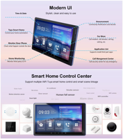 Vidéophone IP 1280x800 10 pouces, tablette de contrôle domotique Tuya, Android 10.0, système d'interphone bidirectionnel