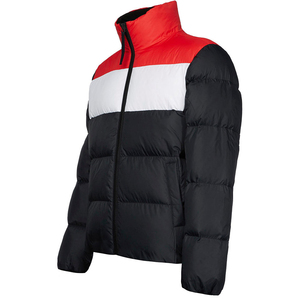 Fabricant de vestes d'hiver matelassées personnalisées pour hommes, veste d'extérieur chaude à col montant et blocs de couleur, doudoune décontractée épaisse, OEM - Product Image 2