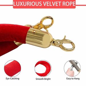 Stainless Steel Stanchion Post with Velvet Rope Safety Barriers 5ft/1.5M Red Carpet Poles Silver Truss Displays - Product Image 6