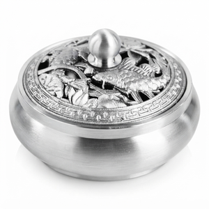 Modern Stainless Steel Incense <b>Burner</b> With Fish And Lotus Design Chinese Style Aromatic Holder <b>For</b> Home Office Decor - Product Image 1