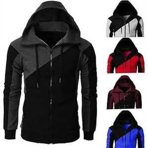 Sweat à capuche homme bicolore contrastant 100% coton molletonné coupe classique avec poche hiver respirant couleurs personnalisables cordons de serrage ajustables - Product Image 1