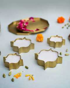 Luxury Moroccan Style Gold Metal Diya Set of 4 Geometric <b>Tealight</b> <b>Holders</b> for Diwali Festival Table Centerpiece Skies Trader - Product Image 1