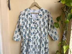 Vestido indio de algodón estampado a mano, 100% algodón, túnica con borlas bordadas, largo maxi, estilo casual para mujer. - Product Image 6