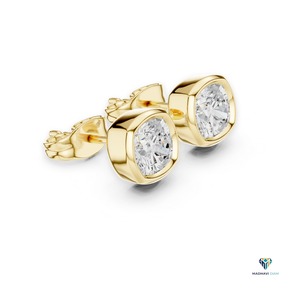 Ensemble pendentif et boucles d'oreilles en or jaune 2,50 carats avec diamant de laboratoire taille coussin, en or massif 18 carats - Product Image 4