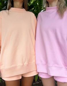 Women Oversized Solid Crew Neck Embroidery Sweatshirt <b>Drop</b>-Shoulder Long Sleeve Knitted Cotton 100% Autumn Wear - Product Image 1
