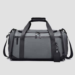 Gray <b>Nylon</b> Duffel Bag With Multiple Zippered Pockets Fashionable Design For Travel Durability Feature - Product Image 5