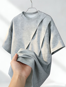 Camiseta informal de hip hop para hombre, talla grande, 260g, 100% algodón, cuello redondo, fabricada en Bangladesh. - Product Image 4