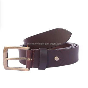 Cinturón casual de cuero genuino 100% de dos tonos personalizado para hombres y mujeres con hebilla ajustable de latón macizo para jeans. - Product Image 3