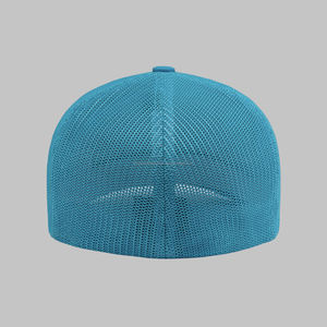 Venta al por mayor de alta calidad ala curva impresión Digital aplique parche malla difusa 5 paneles gorra de terciopelo gorra de camionero - Product Image 4