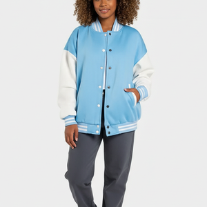 Chaqueta Varsity Juvenil Unisex de Manga Larga, Personalizable con Parche Bordado, Corte Holgado, para Parejas, con Perlas Teñidas - Product Image 1