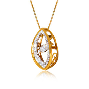 Collier pendentif en or de luxe avec diamant solitaire de laboratoire taille ronde, pavé ajouré en forme de poire et cristaux, bijoux de mode - Product Image 2