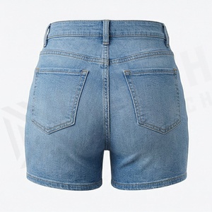 Custom Quality Mid Waist Skinny Fit Customized Color Denim Shorts <b>Women</b> Summer Fly Zip <b>Back</b> Pockets Trend Garment _1 - Product Image 2