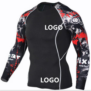 "Men's BJJ MMA Rash Guard Sublimation <b>Printed</b> Compression Shirt Spandex Quick Dry <b>Surfing</b> Diving Gym Wear OEM ODM Wholesale" - Product Image 1
