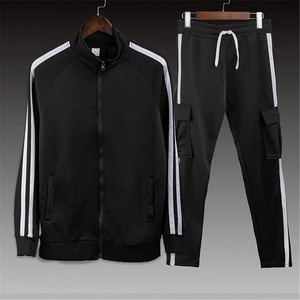 Men's Red Jogger Set Zip-Up Jacket Drawstring <b>Pants</b> Polyester Windproof Breathable Fleece Lining Side Pockets Custom Logo Summer - Product Image 3